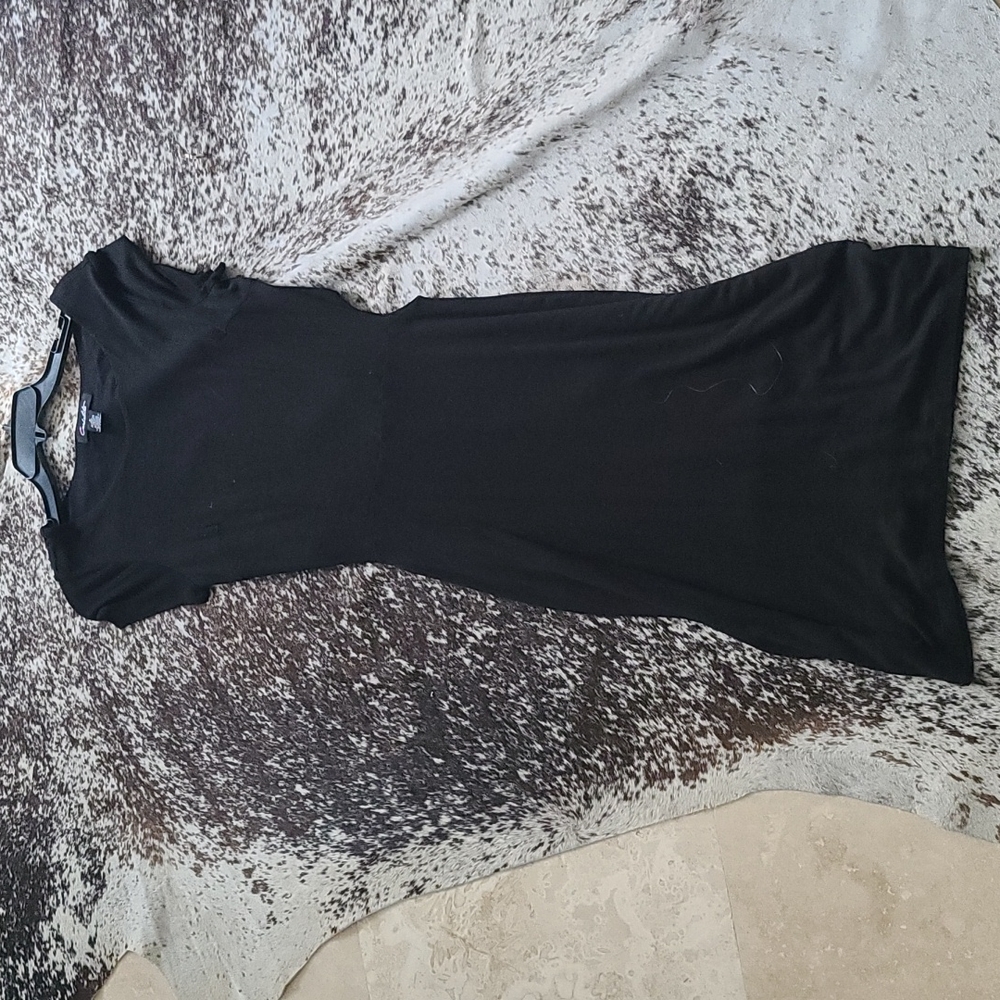 Black Cap-Sleeve Women's Dress with cutouts outs
